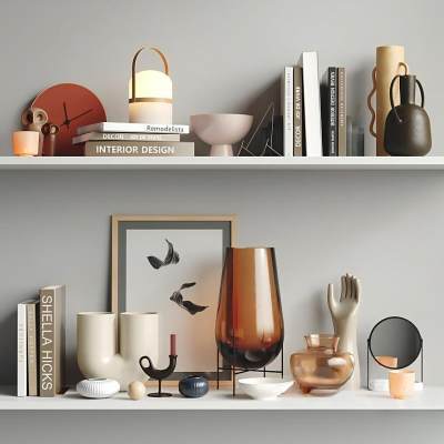 现代饰品摆件 陈设品 书本 台灯 书籍